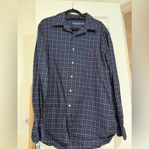 Ralph Lauren Men's Blue and Red Plaid Shirt
